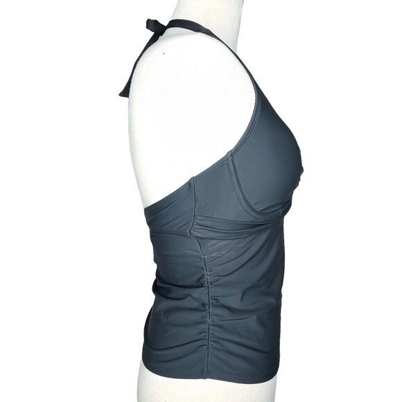 Athleta Tankini Swim Top sz 32 D/DD * Tara Halter Tie Neck Deep V Underwire - Picture 4 of 7
